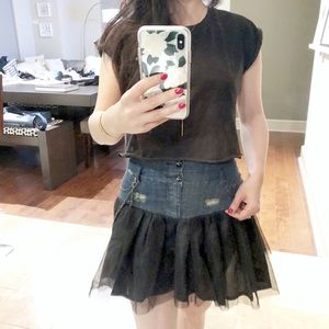 denim with tulle skirt